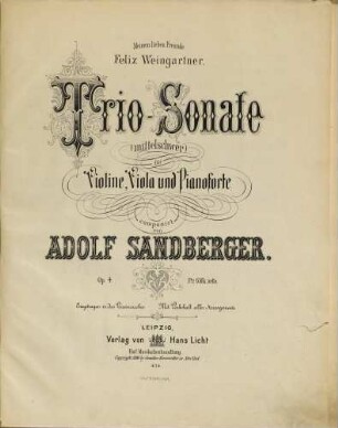 Trio-Sonate : für Violine, Viola u. Pianoforte ; op. 4