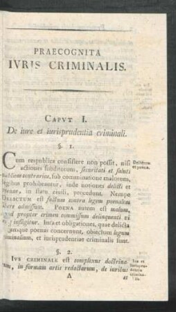 Caput I. De iure et iurisprudentia criminali