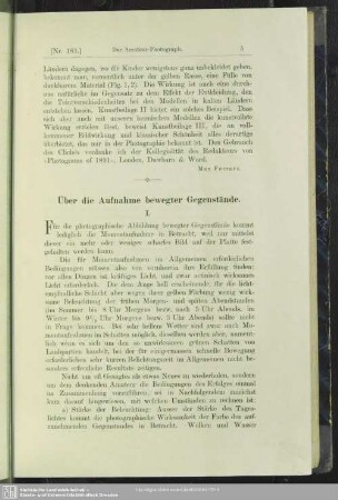 Über die Aufnahme bewegter Gegenstände
