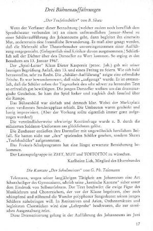 Drei Bühnenaufführungen