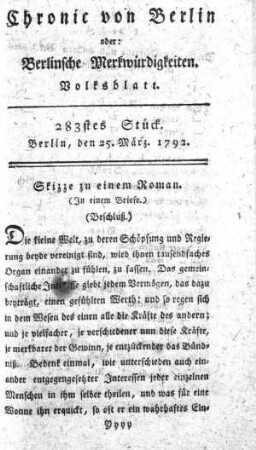 283stes Stück, Berlin, den 25. März. 1792