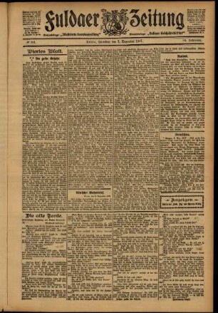 Vierte Ausgabe vom Samstag, den 07. Dezember 1907.