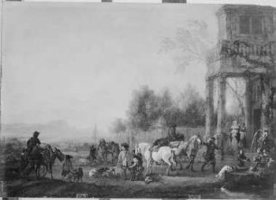 Die Rückkehr von der Jagd (mit Bacchusbrunnen)