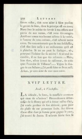 XVIIe Lettre. Jeudi, à Vinchester.