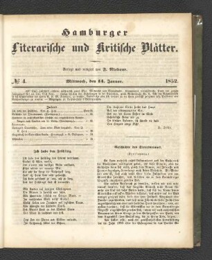No. 4. 14. Januar 1852