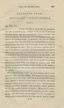 Extracts from epistolary correspondence