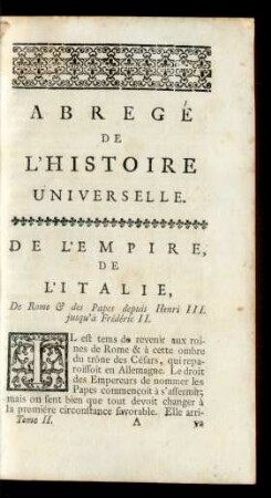 Abregé De L'Histoire Universelle.