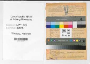 Entnazifizierung Heinrich Wicharz , geb. 14.03.1903 (Kaufmann)