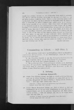Versammlung zu Lübeck. - 1429 Febr. 5.