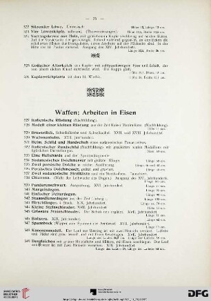 Waffen; Arbeiten in Eisen (Nr. 527-577)