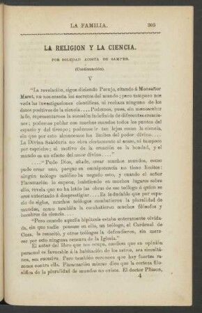 La religión y la ciencia. - (Continuación).