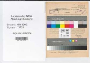 Entnazifizierung Josefine Hegener, geb. 24.08.1893 (Postassistentin)