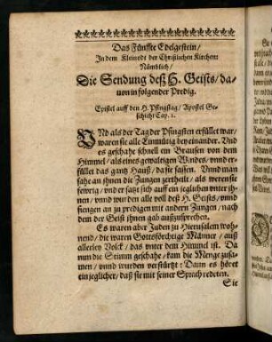 144v-166r, V. Zwo Predigen von der Sendung deß H. Geists auff den heyligen Pfingstag