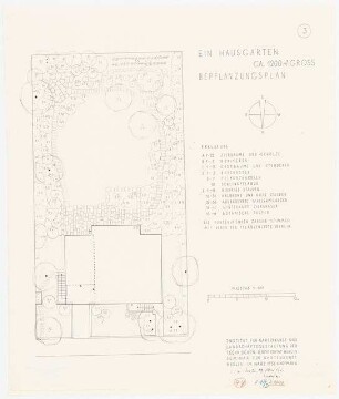 Hausgarten mit 1200 qm: Pflanzplan 1:100