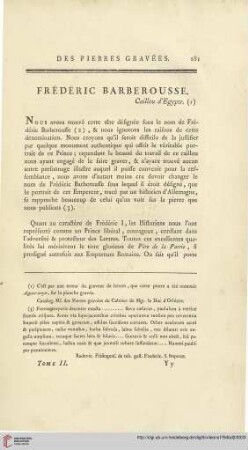 Frédéric Barberousse. Caillou d’Egypte (1)