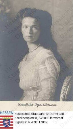 Olga Großfürstin v. Russland (1895-1918) / Porträt, sitzend, Halbfigur