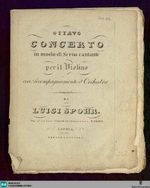 Ottavo Concerto in modo di scena cantante per il Violono con Accompagnemento d'Orchestra : Op. 47