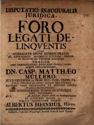 Disp. iur. inaug. de foro legati delinquentis