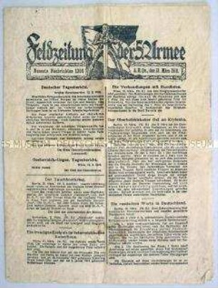 Nachrichtenblatt der 5. Armee mit Kurzmeldungen von verschiedenen Kriegsschauplätzen