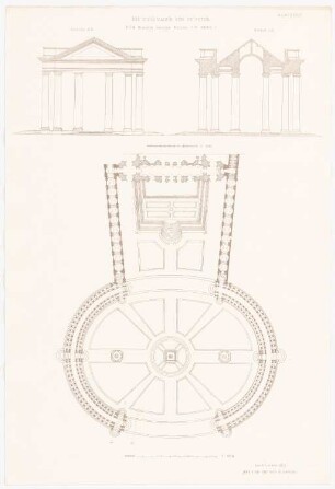 Petersdom, Rom: Grundriss, Kolonaden (aus: Baukunst d. Renaissance in Italien u. Spanien, hrsg. v. Zeichenaussch. d. Stud. d. TH Berlin, 1875)