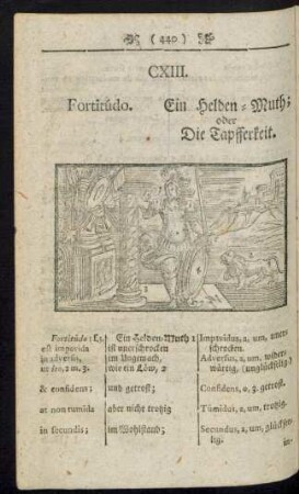 CXIII. Fortitúdo. Ein Helden-Muth; oder Die Tapferkeit