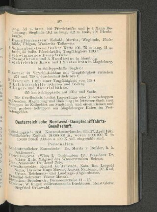 Oesterreichische Nordwest-Dampfschiffahrts-Gesellschaft.