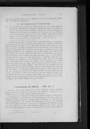 Versammlung zu Lübeck. - 1386 Apr. 1.