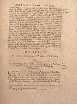 Chapitre XI. Des Droits & Prétensions de la Maison de Furstemberg.