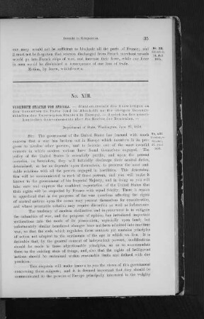 XIII. Amerik. Dep. (Cass) n. Paris, Ansicht über Seekriegsrecht