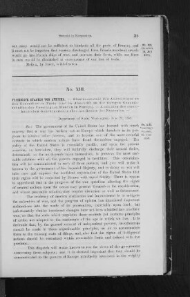 XIII. Amerik. Dep. (Cass) n. Paris, Ansicht über Seekriegsrecht