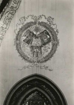 Meißen. Albrechtsburg (1471/1485; A. v. Westfalen). Kleine Appelationsstube. Ornamentale Wandmalerei mit Wappen (um 1878)