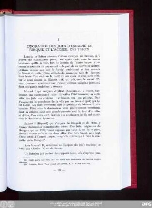 I Emigration Des Juifs D'Espagne En Turquie Et L'Accueil Des Turcs