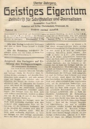 Nummer 15 (1. Mai 1908)