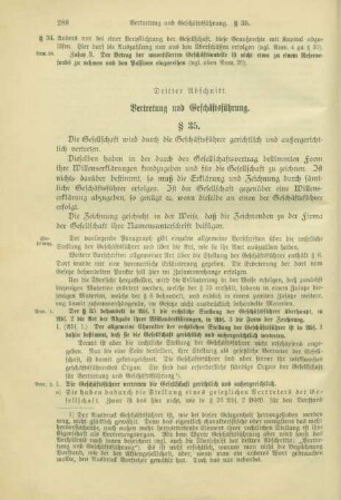 Dritter Abschnitt. Vertretung und Geschäftsführung