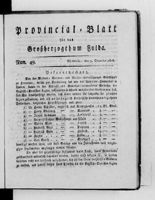 Num. 49, Ausgabe vom 9. Dezember 1818