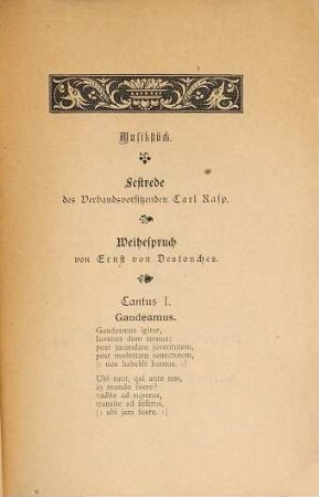 Fest-Kneipe zur Feier der Eröffnung des Verbandshauses den 8. November 1890.