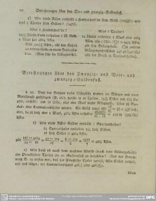 Berechnungen über den Zwanzig- und Vier- und zwanzig-Guldenfuß
