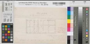 Fröndenberg (Fröndenberg) Pfarrhaus Kellergeschoß Grundriß 1862 70 Fuß = 14,4 cm 19,5 x 28 Zeichnung Siemens, Kreisbaumeister