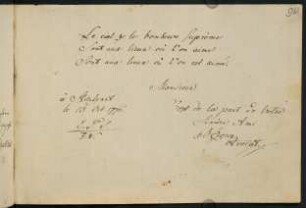 "Le ciel et le bonheur supreme Sont au lieu, ou l'on aime, Sont au lieu, ou l'on est aime." Stuttgart.1776.Zorer.Advocat.