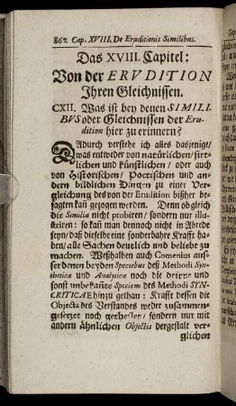 Das XVIII. Capitel: Von der Erudition Ihren Gleichnissen.