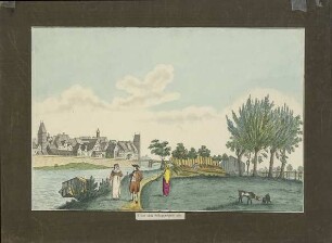 Ulm von Süden. Teilansicht der Donaufront. Um 1803
