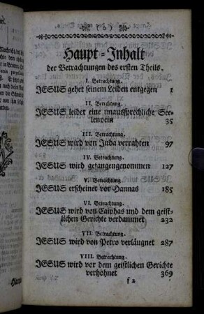 Haupt-Inhalt der Betrachtungen des ersten Theils.