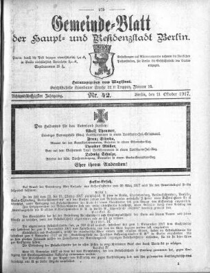 1917,42: Nr. 42, 21. Oktober 1917