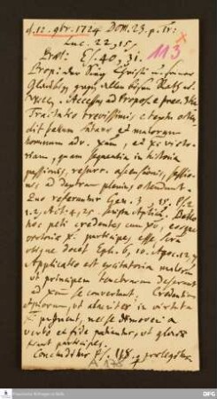 Disposition der Predigt von August Hermann Francke über Lk. 22,15 am 12.11.1724.