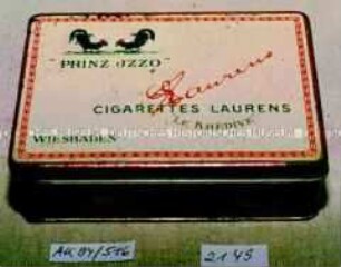 Blechdose für 50 Stück "'PRINZ JZZO' CIGARETTES LAURENS 'LE KHEDIVE' WIESBADEN"