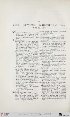 XII. Voces, dictiones, scribendi rationes notabiles