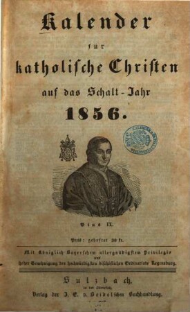 Kalender für katholische Christen : auf d. Jahr ... 1856 = Jg. 16