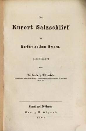 Der Kurort Salzschlirf im Kurfürstenthum Hessen, geschildert