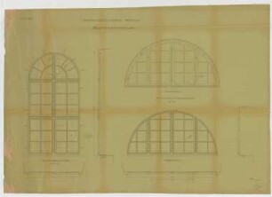 Thiersch, Friedrich von; München; Justizpalast - Fenster im Mittelbau (Schnitte, Ansichten, Grundrisse)