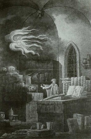 Illustrationen zu Goethes Faust: Erscheinung des Feuerzeichen vor Faust